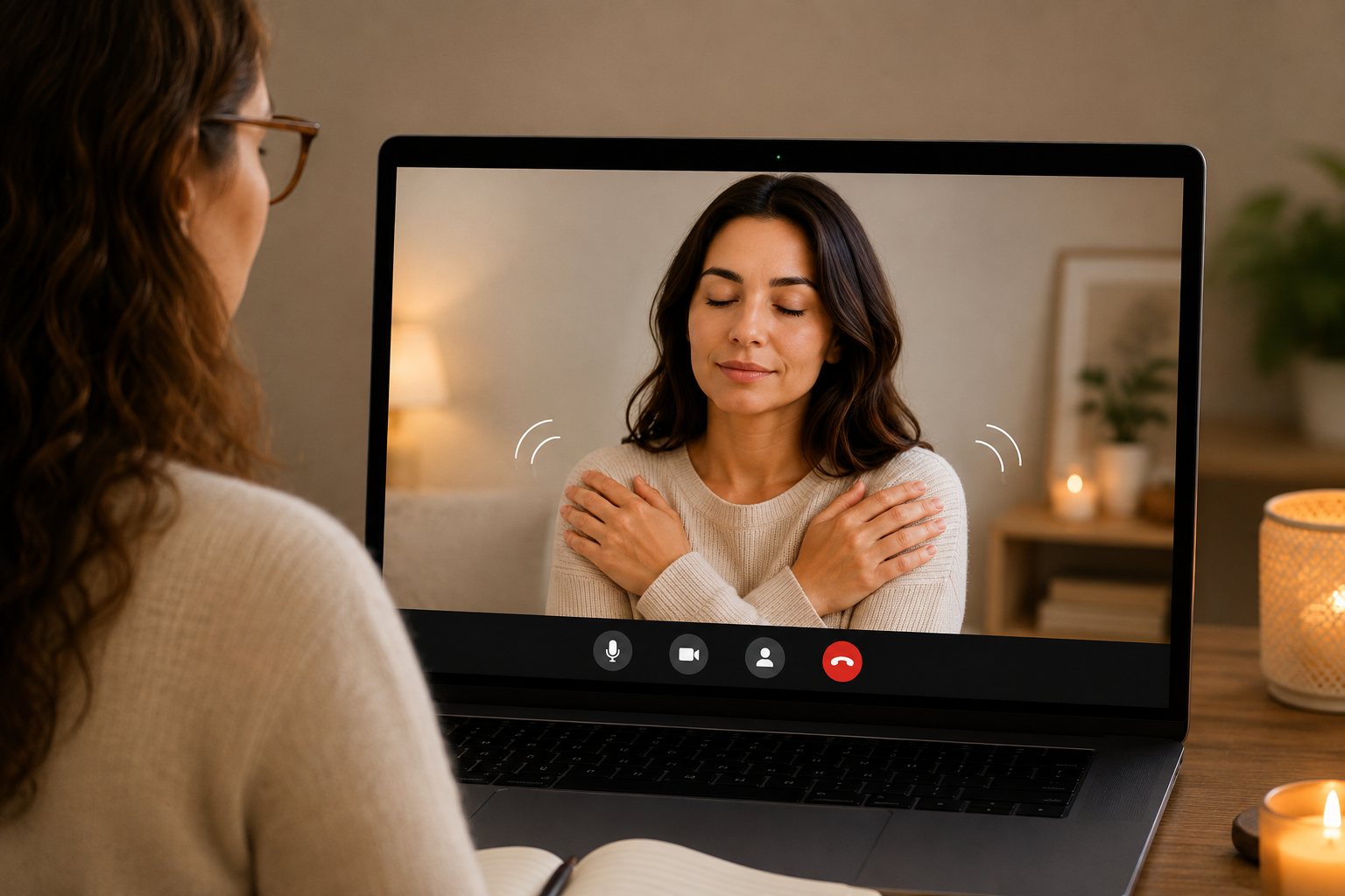 A patient in a telehealth EMDR therapy session